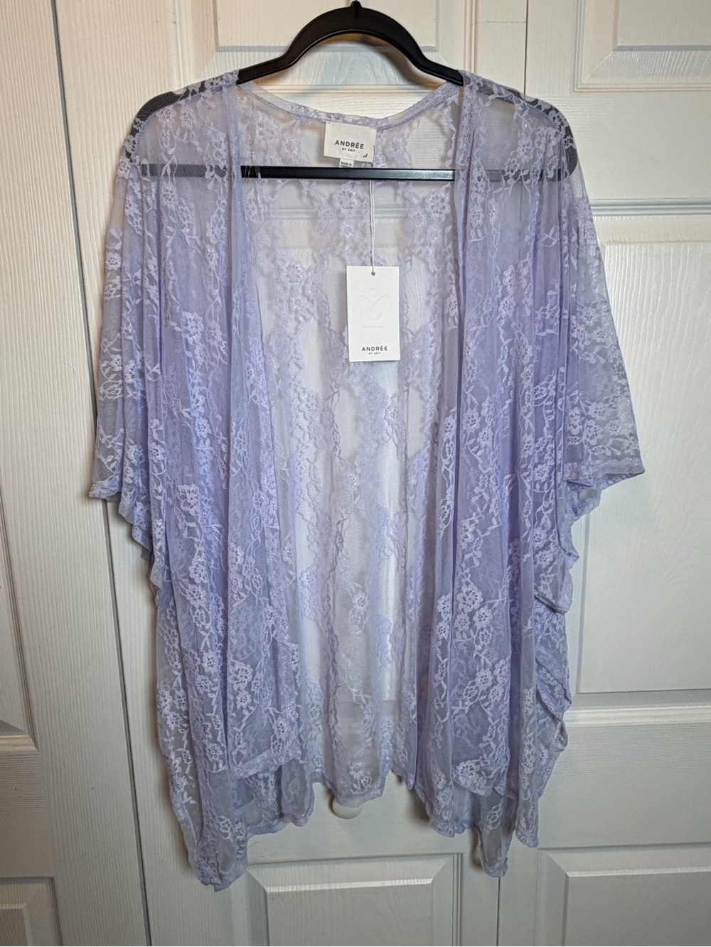 NWT Andrée by Unit Lavender Lace Open Front Kimono Cardigan XL Boho Layering